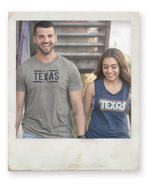 Gusto Graphic Tees Collection of all products sold including Texas Graphic T-shirts, Texas drinkware, Texas Keychains, Texas Hats, Texas Stickers.