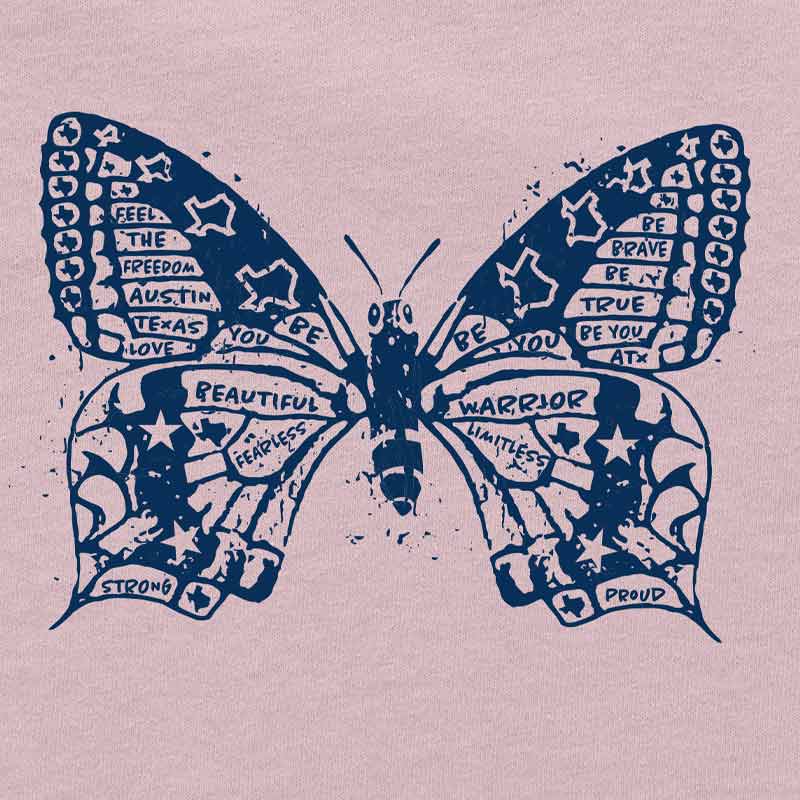 Butterfly ATX toddler t-shirt with colorful butterfly graphic – fun and whimsical Austin-themed kids tee