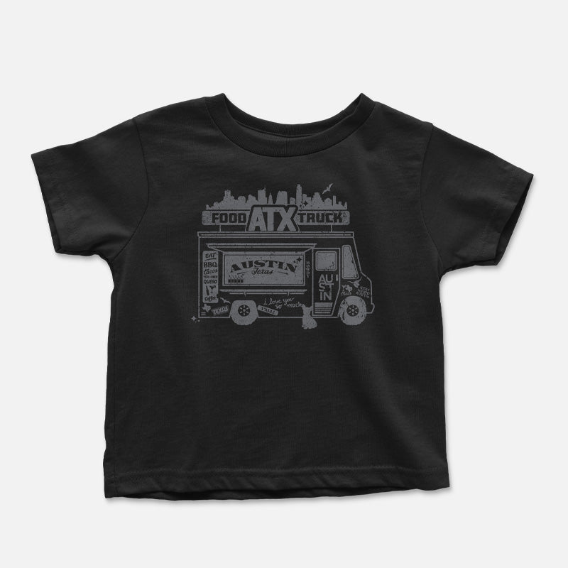ATX Food Truck toddler t-shirt with playful food truck graphic – fun Austin foodie shirt for kids