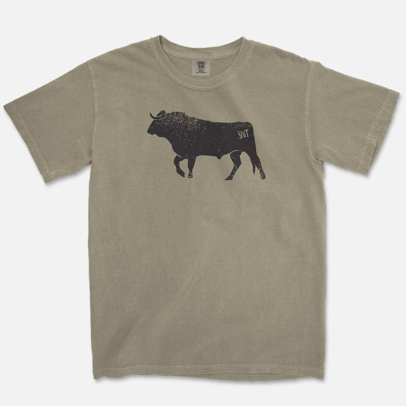 BS graphic t-shirt printed on khaki Comfort Colors 1717 garment-dyed unisex tee