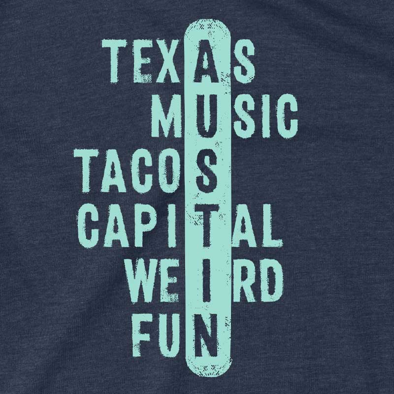 Crossword Austin T-shirt, Texas, Music, Tacos, Capital, Weird and Fun