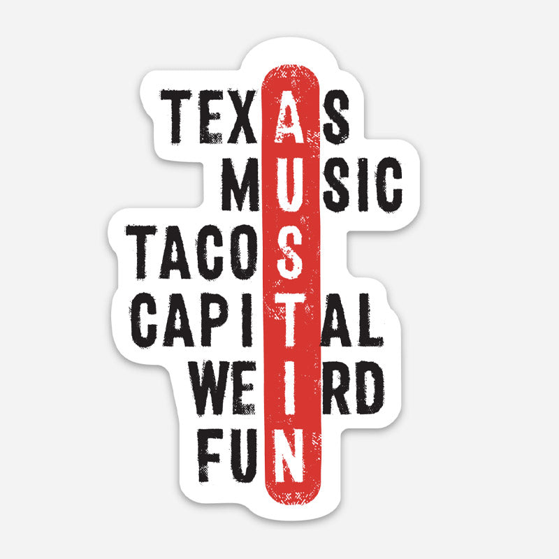 Crossword ATX Sticker Austin Sticker Gusto Graphic Tees