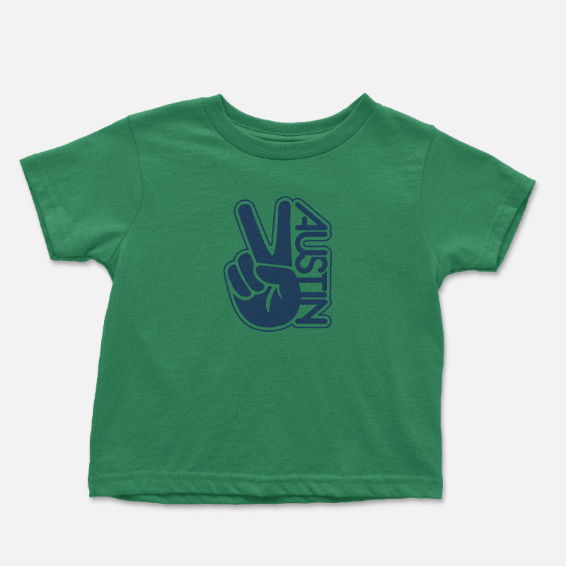 Groovy Austin toddler t-shirt with retro-style graphic – colorful and fun ATX kids tee - Kelly Green