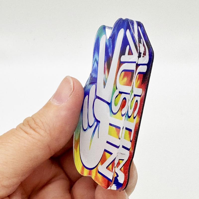 Psychedelic Austin-themed magnet in layered acrylic
