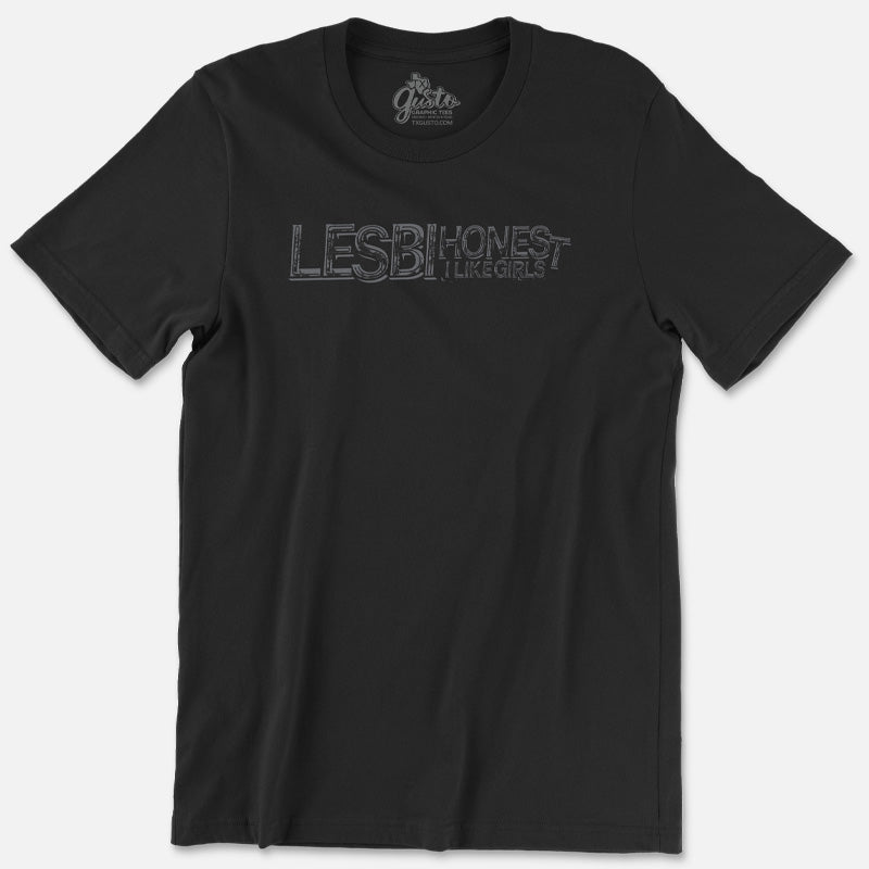 Lesbihonest t-shirt with bold text graphic – funny lesbian pride shirt with playful pun and queer pride message