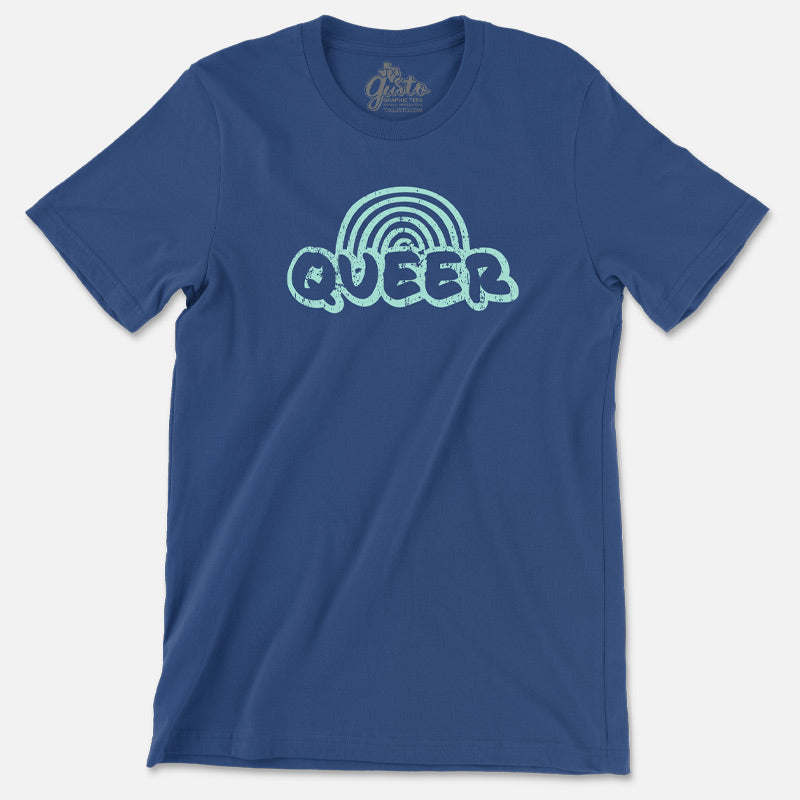 QUEER t-shirt with bold text graphic – LGBTQ+ pride shirt celebrating queer identity and empowerment