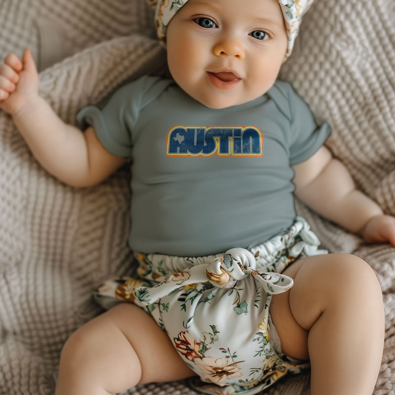 Retro Austin Baby Onesie, Austin baby Onesie, Austin, Texas baby