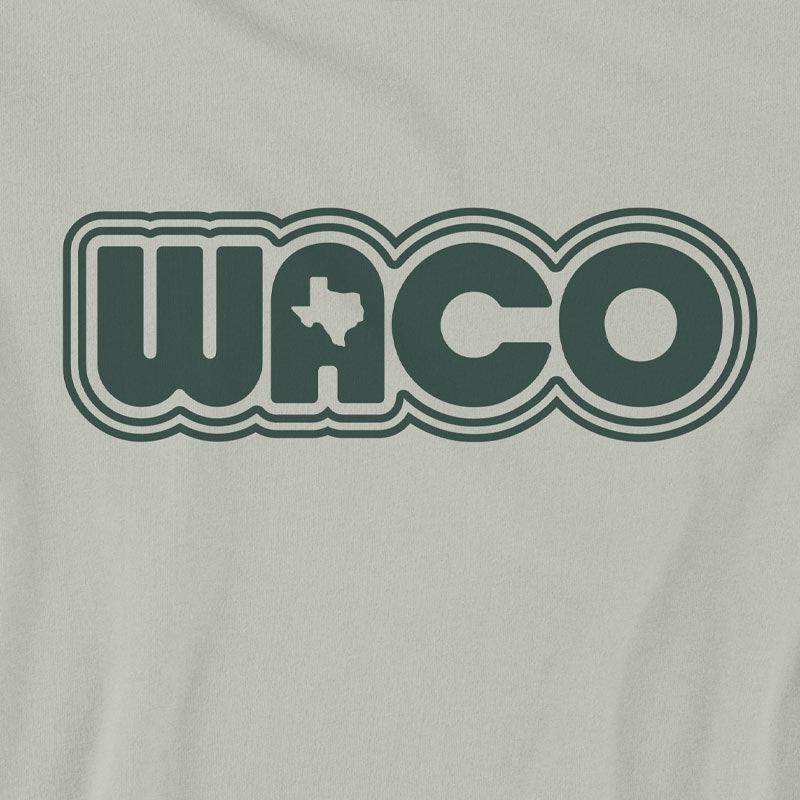 Thyme Green t-shirt with 'WACO' printed in green on a plain background