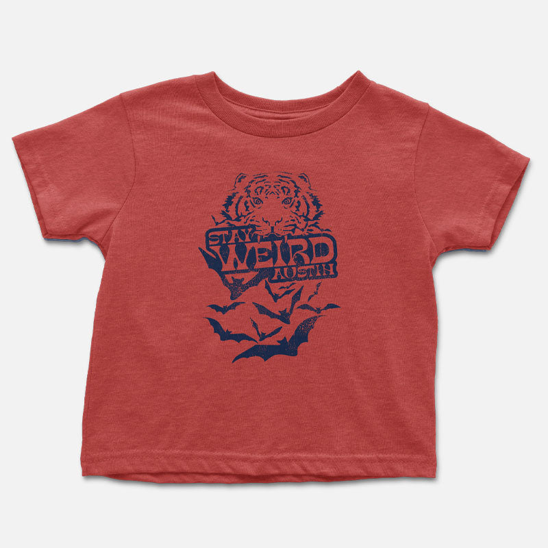 Stay Weird toddler t-shirt with bold, playful graphic – fun and quirky Austin-themed kids tee