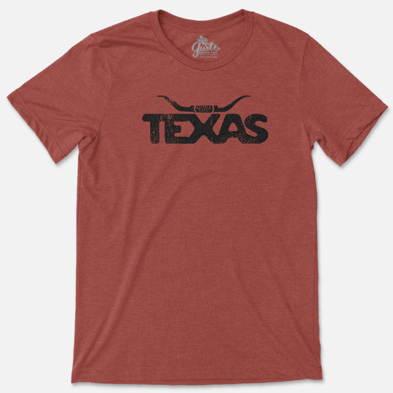 Texas Longhorn graphic – detailed illustration of longhorn steer on vintage-style t-shirt