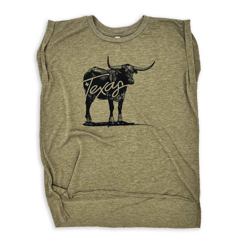Texas Cattle Women's Rolled Cuffs Muscle T-Shirt