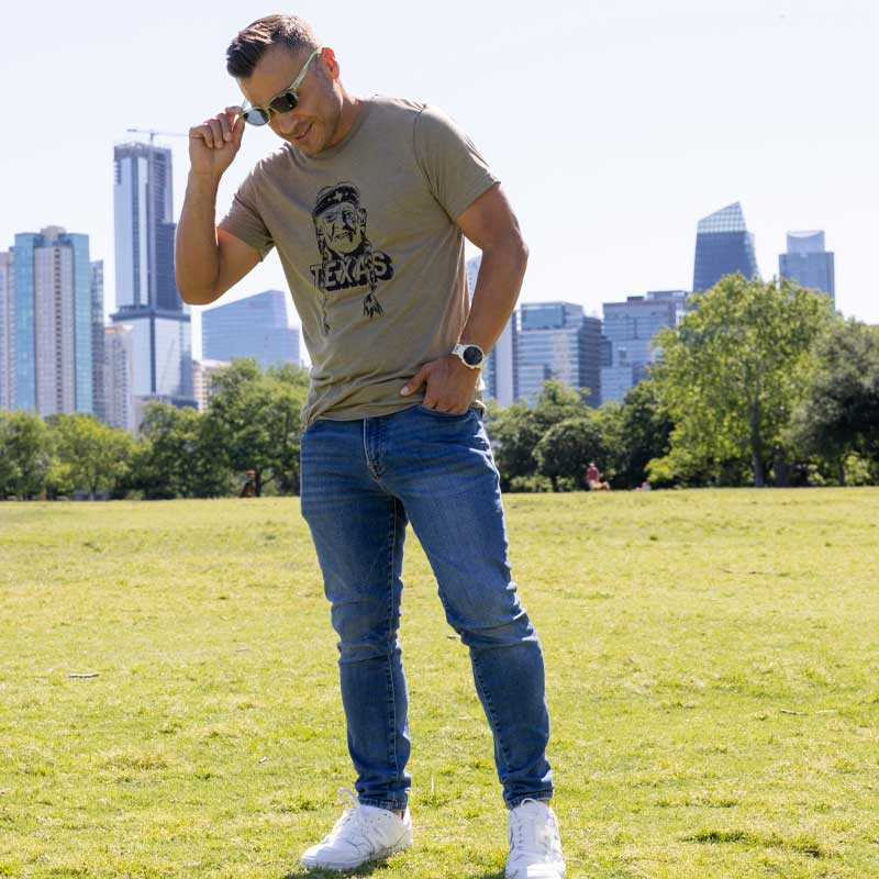 Willie Nelson t-shirt, Texas t-shirt, Willie Nelson Texas tee, Texas tee, Bella+Canvas 3413 Olive tee