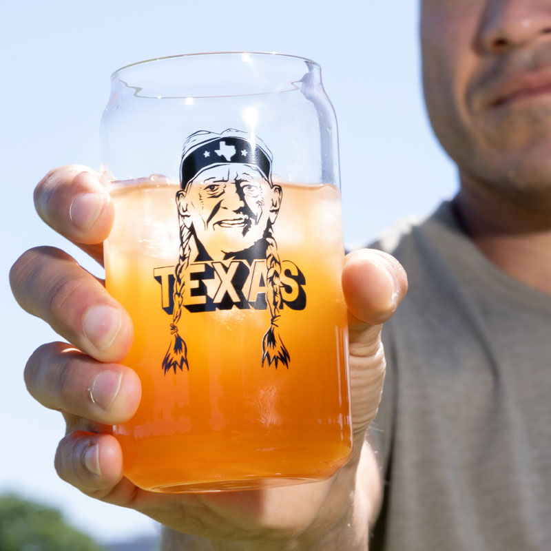 Texas Willie Nelson 16oz Can Glass, pint glass shaped like a soda can