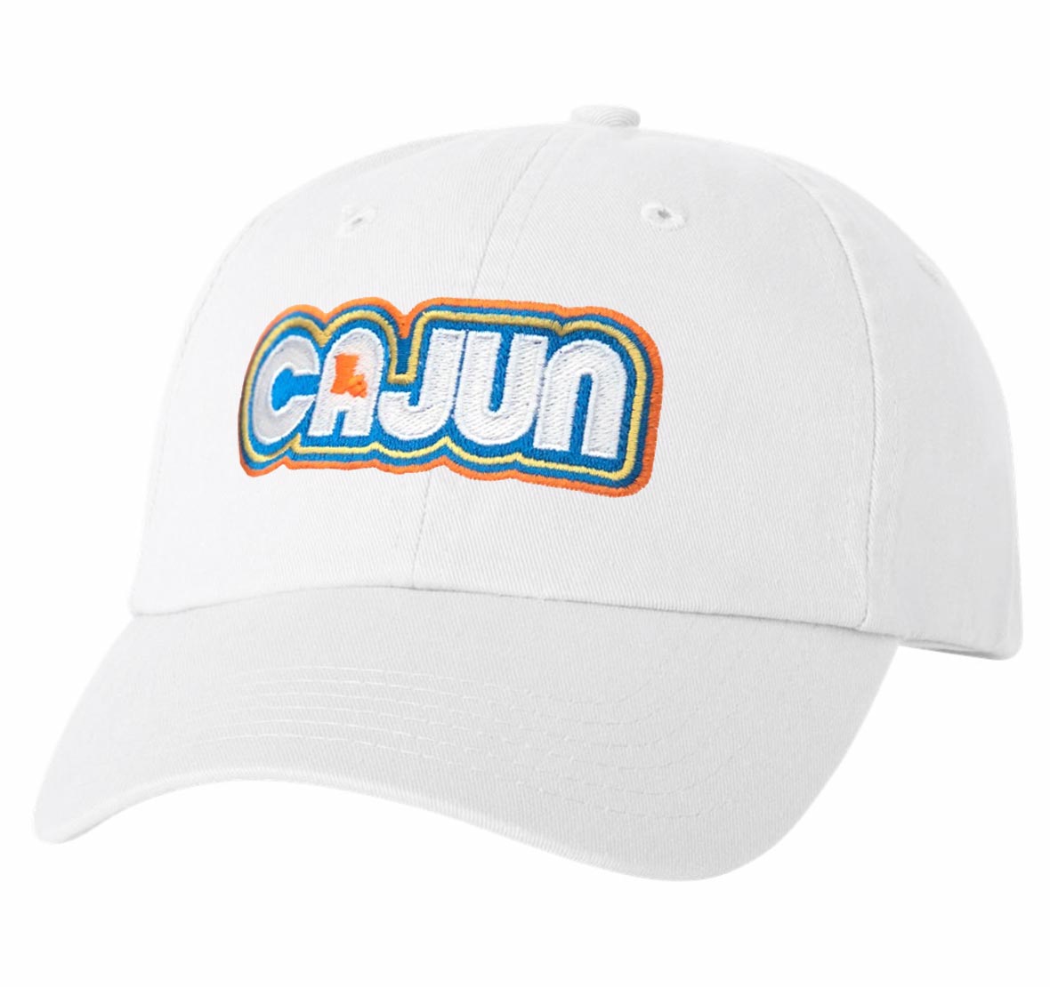 Retro Cajun Dad Hat by Gusto Graphic Tees - Louisiana hat, Front View of hat