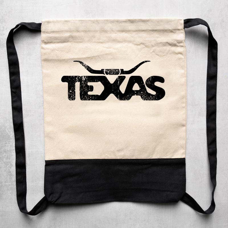 Texas Longhorn Canvas Drawstring Bag