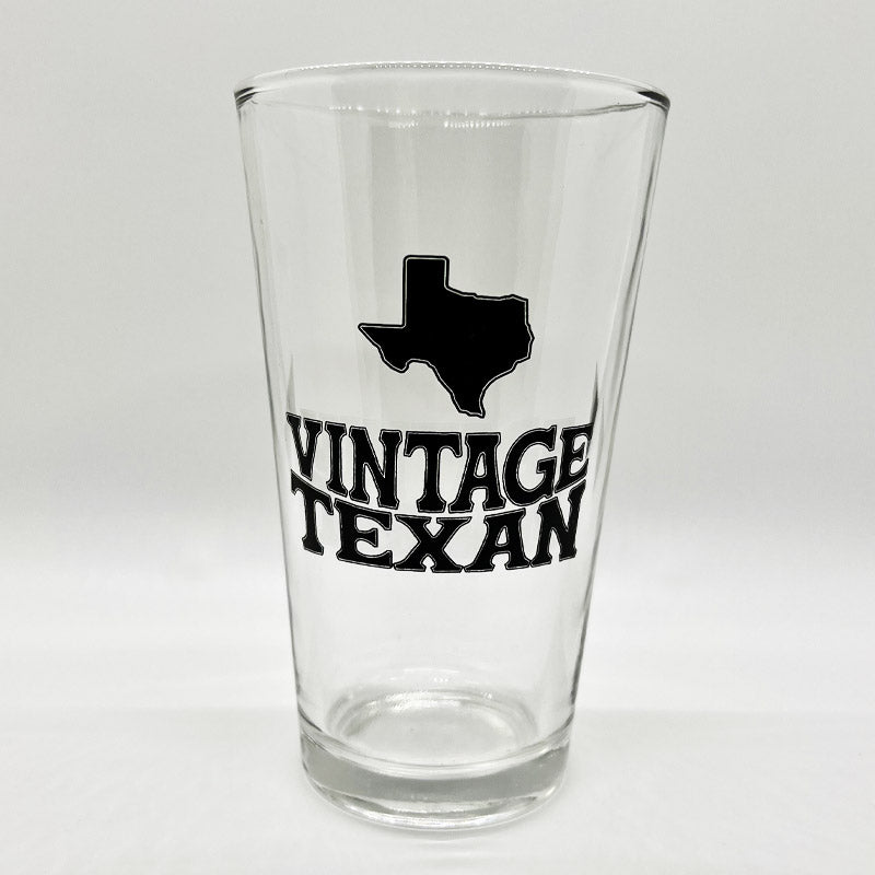 Vintage Texan 16oz Pint Glass, Texas Beer, Pint Glass, Drinkware