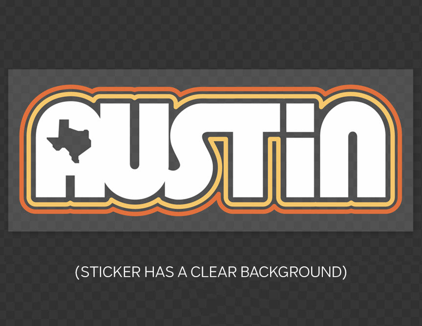 Retro Austin Clear Sticker by Gusto Graphic Tees