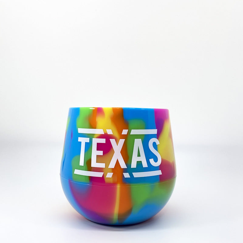 Texas silicone wine glass, stemless silicone wine glass, texas wine glass, texas wine, hippie hops wine glass