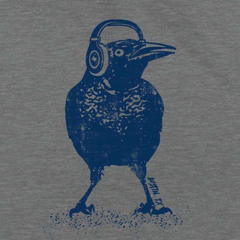 Beats Austin Youth T-shirt, grackle wearing headphones