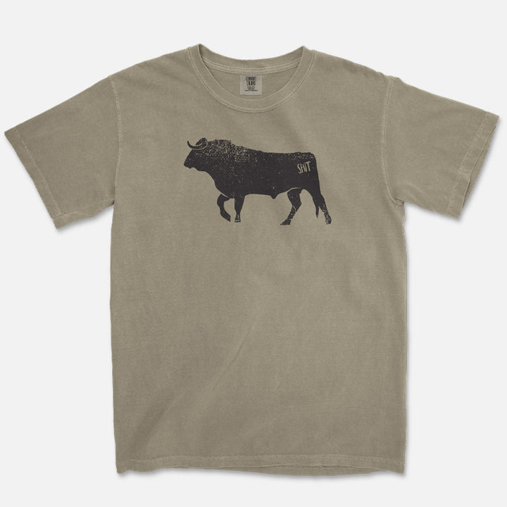 BS graphic t-shirt printed on khaki Comfort Colors 1717 garment-dyed unisex tee