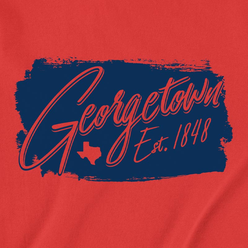 Georgetown, Texas Est. 1848 T-shirt, poppy t-shirt with navy ink
