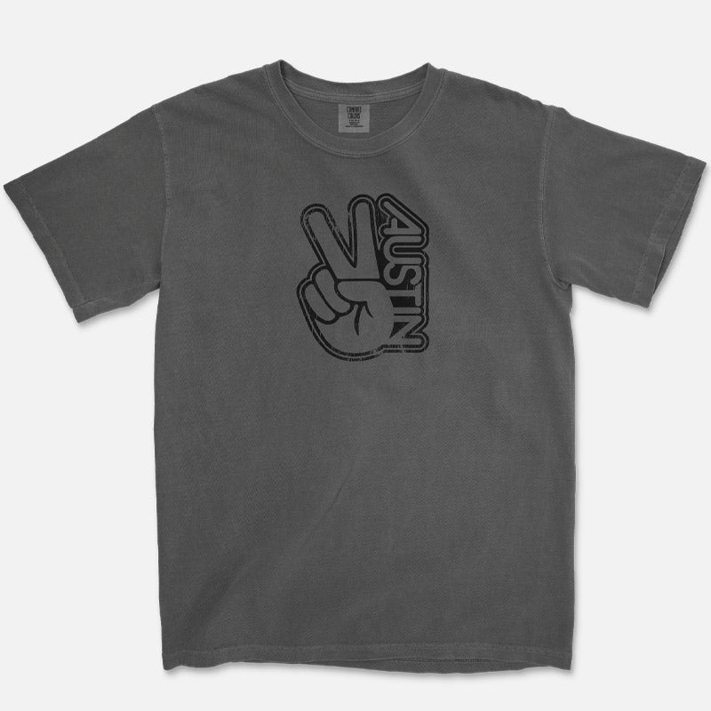 Groovy Austin t-shirt printed on Comfort Colors Pepper 1717 garment-dyed tee