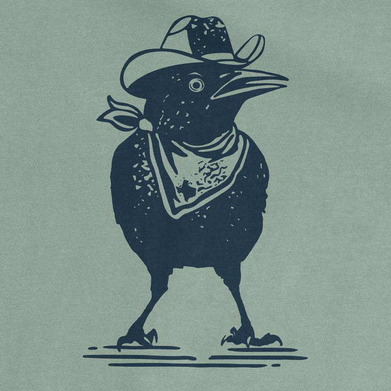 Close up of Honky Tonk Grackle t-shirt printed on Bay Comfort Colors 1717 garment-dyed tee