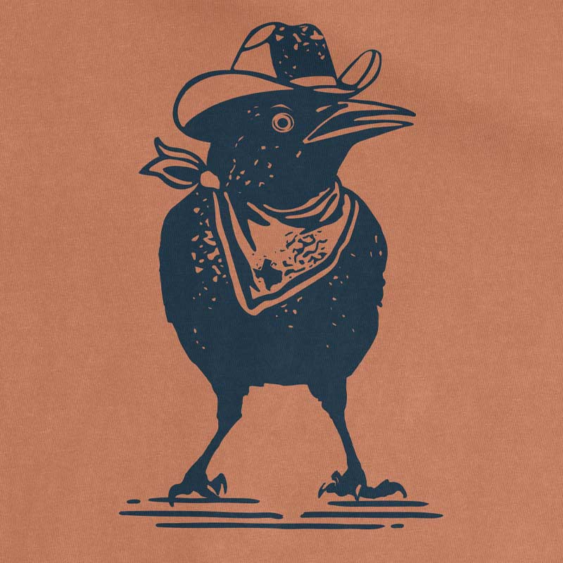 Close up of Honky Tonk Grackle t-shirt printed on Yam Comfort Colors 1717 garment-dyed tee