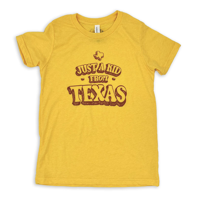 Just a kid From Texas Youth T-shirt, yellow shirt