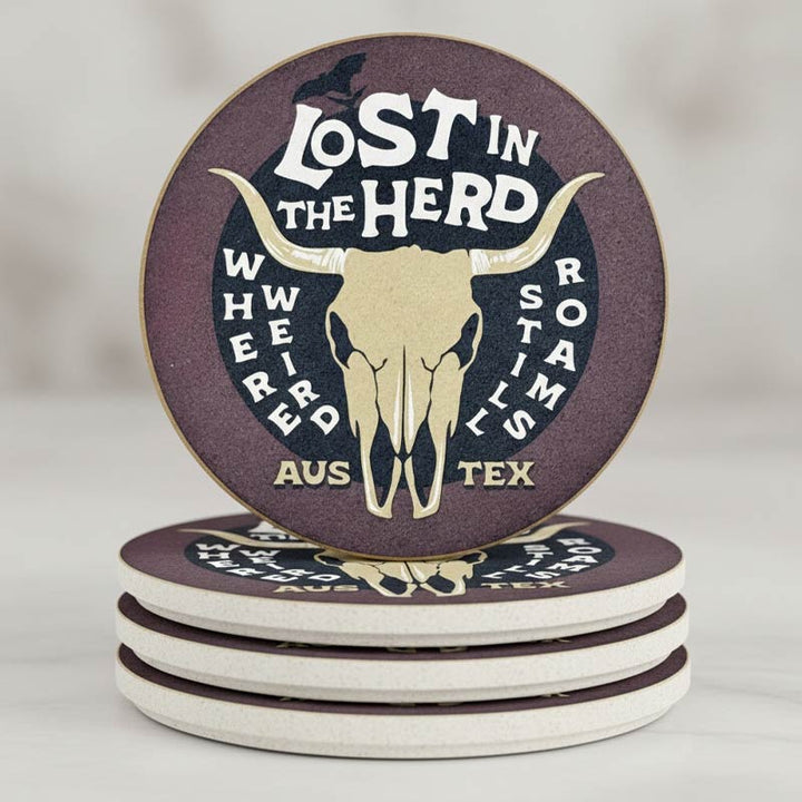 Lost In The Herd Sandstone Coaster