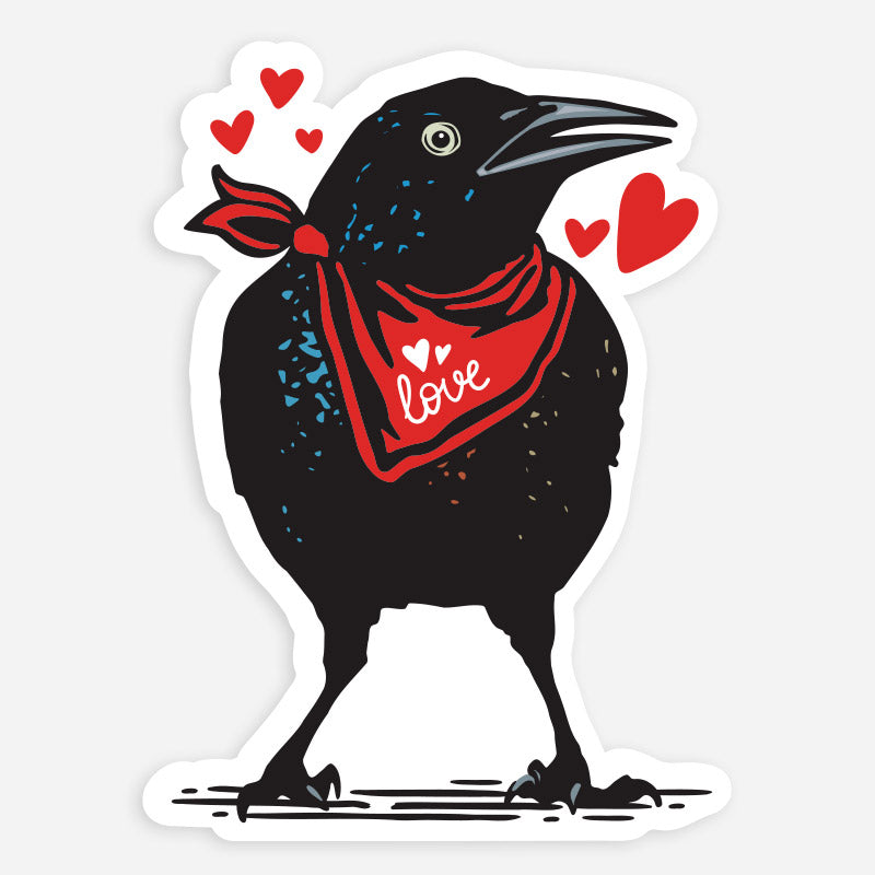 Grackle Love Sticker – Valentine’s Day Texas Bird Vinyl