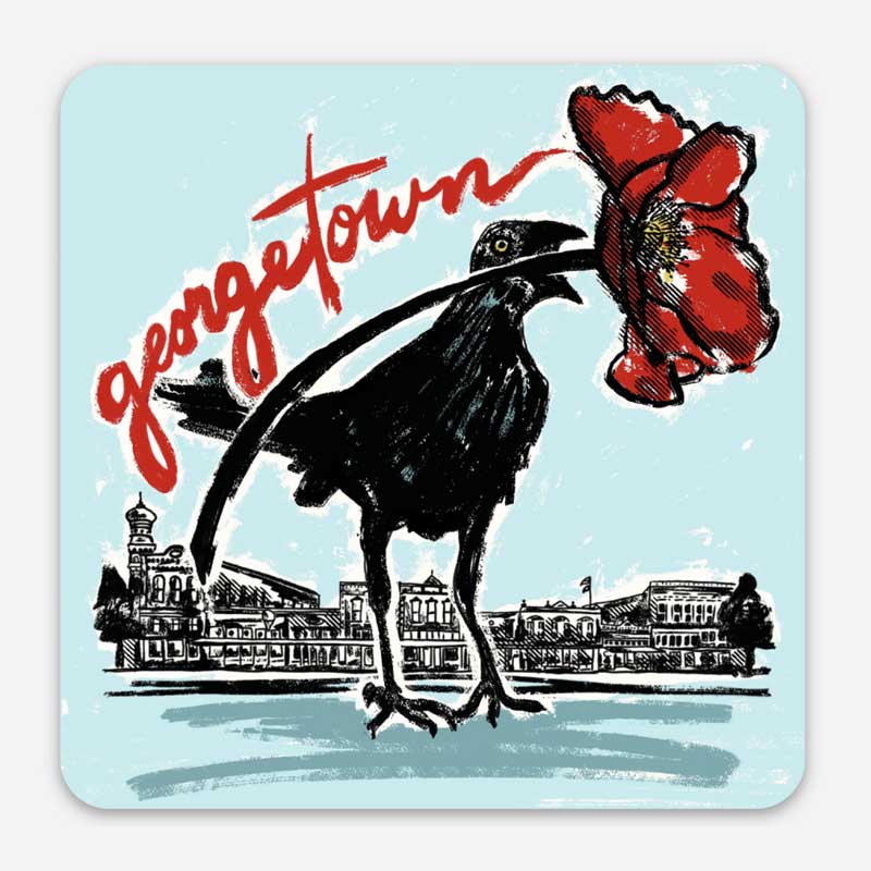 Red Poppy Grackle Vinyl Sticker, Georgetown, Texas sticker