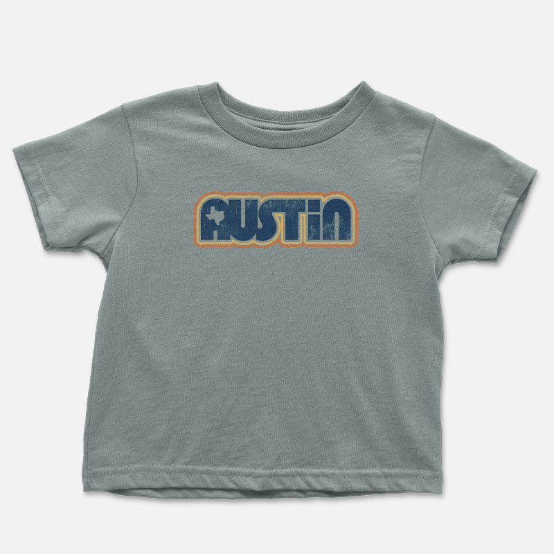 Retro Austin Toddler Tee, dusty blue