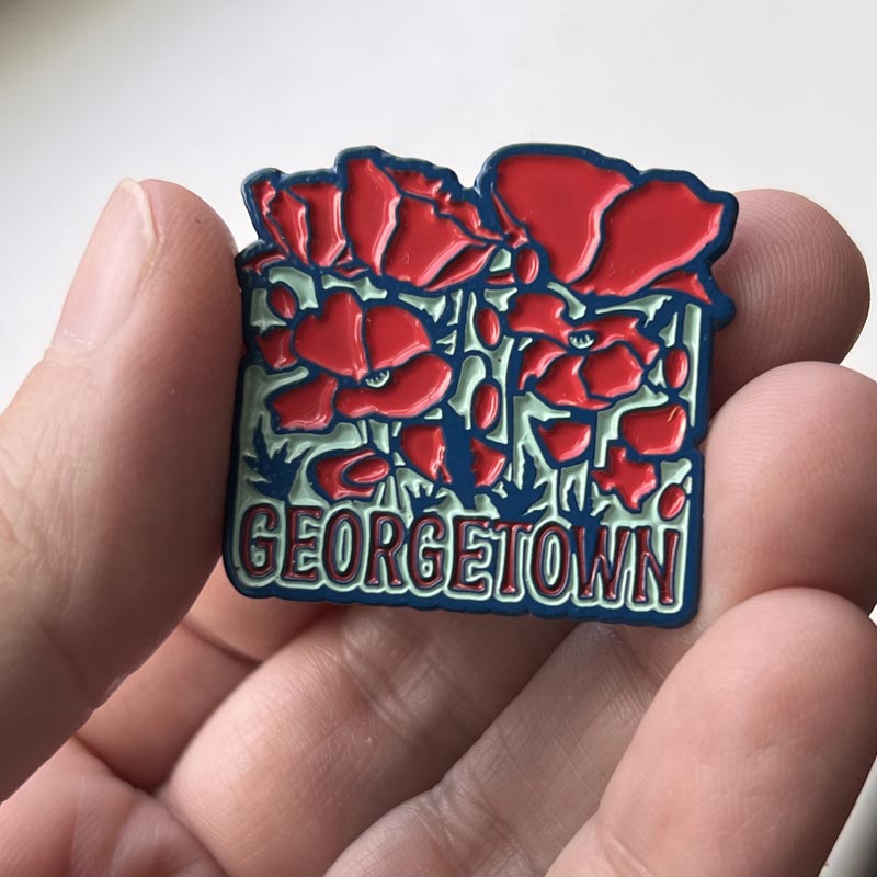 Georgetown Red Poppy Enamel Pin