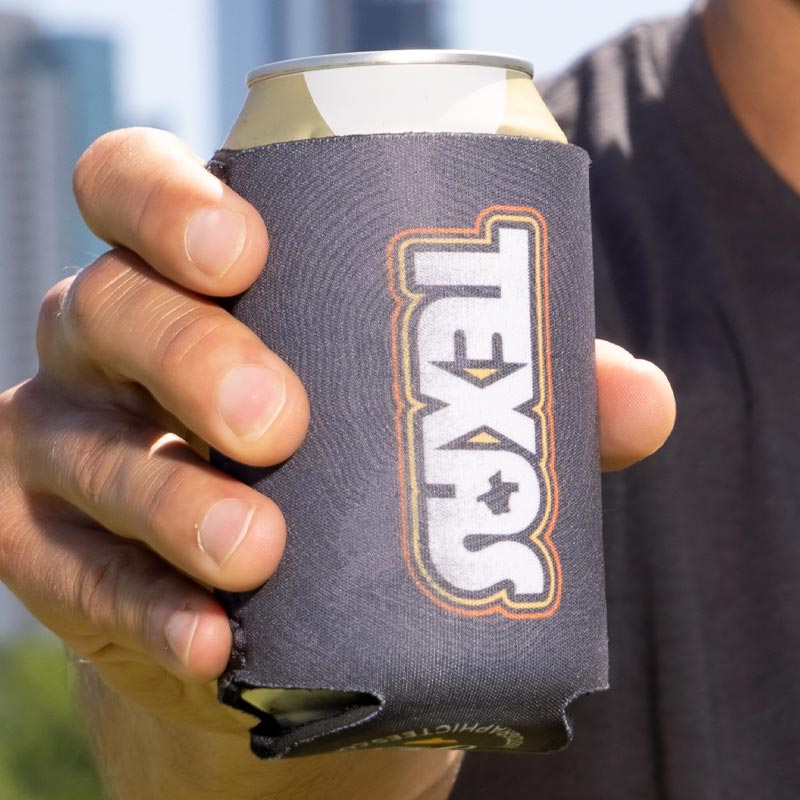 Retro Texas Beer Can Cooler, Neoprene Can Cooler, Retro Texas Beer Design designed by Gusto Graphic Tees