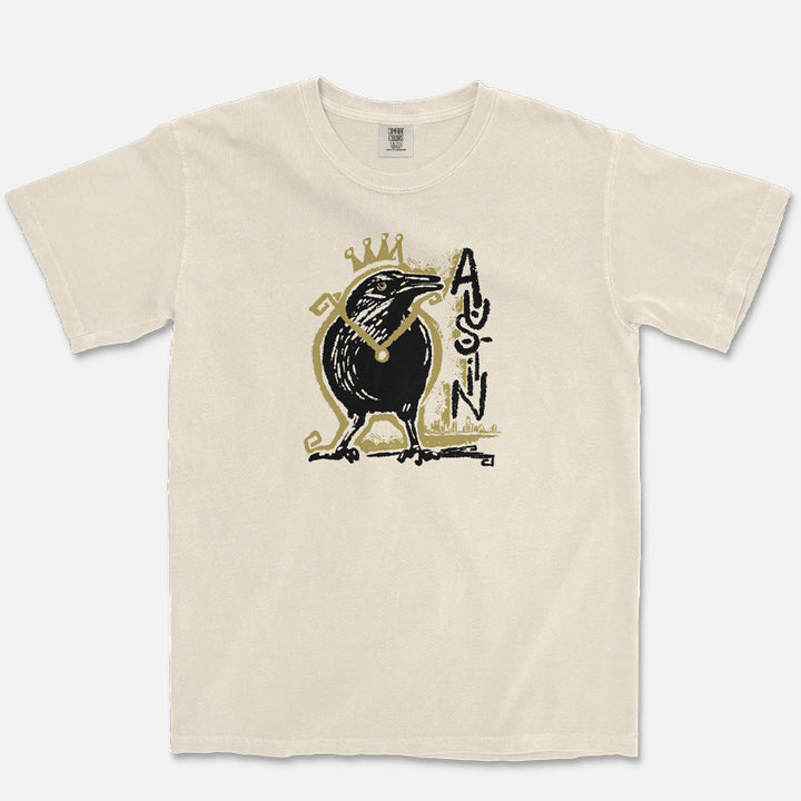 Royal Squawk Austin grackle T-shirt on Comfort Colors 1717 heavyweight tee