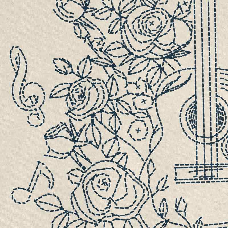 Embroidery pattern with floral designs on a beige background