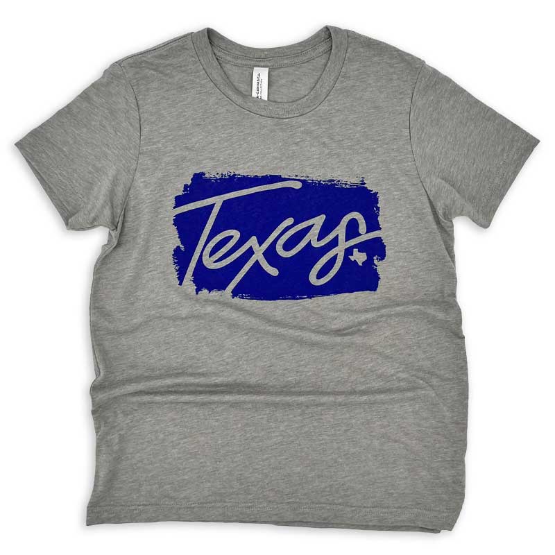 Texas Ink Youth T-shirt, with bold blue Texas design