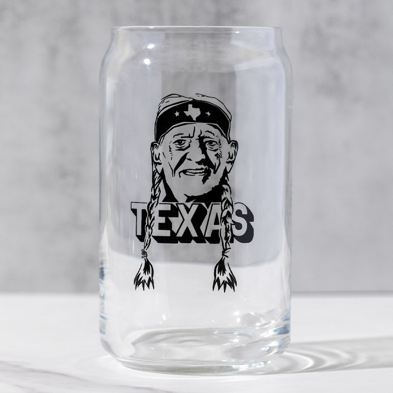 Texas Willie Nelson 16oz Can Glass, pint glass shaped like a soda can