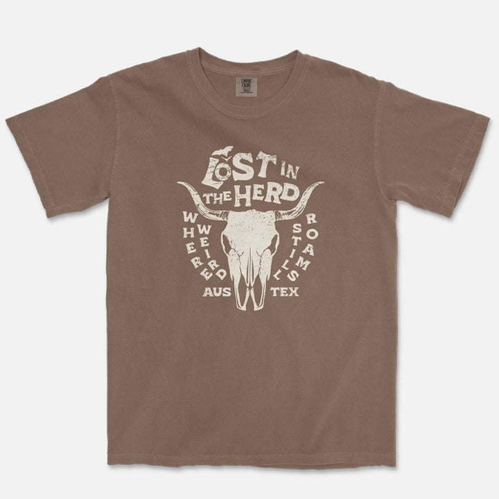 Lost in the Herd Austin t-shirt printed on Comfort Colors Espresso 1717  garment-dyed tee