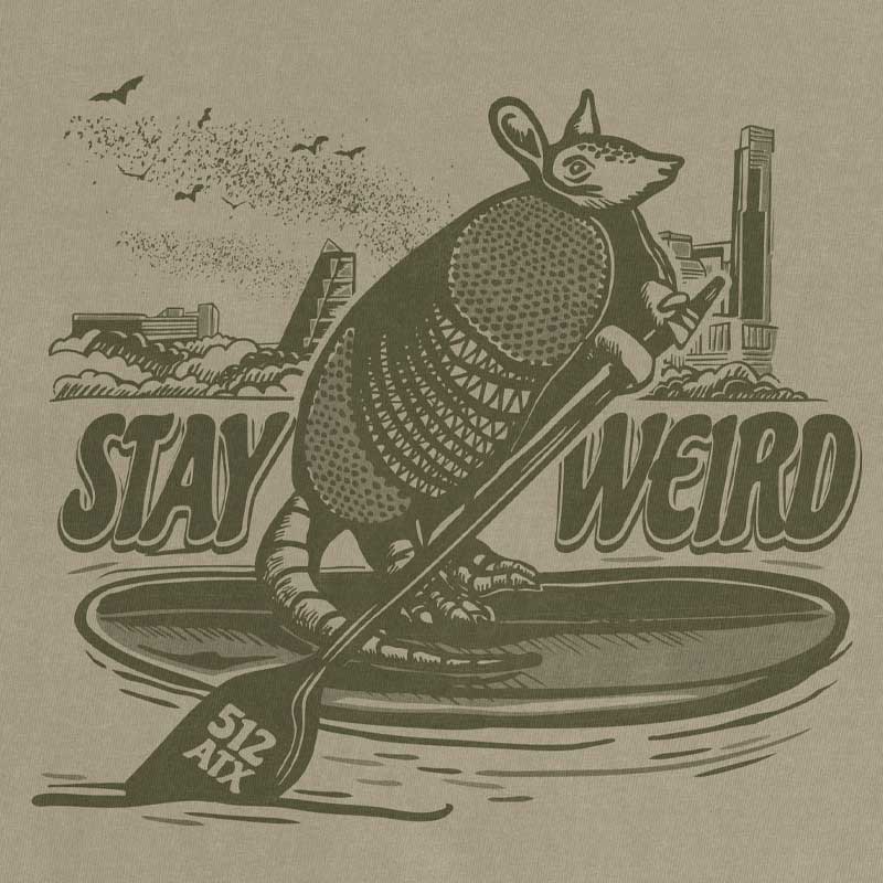 Close-up of stay weird armadillo design with 512 ATX paddle detail