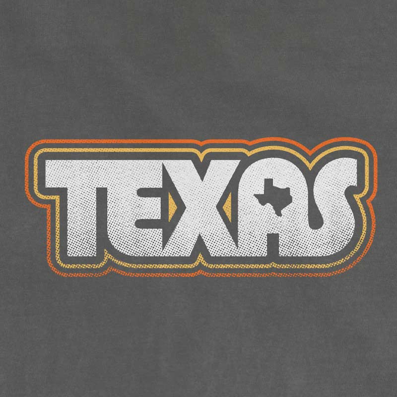 Retro Texas graphic printed on Comfort Colors 1717 Pepper vintage garment-dyed t-shirt