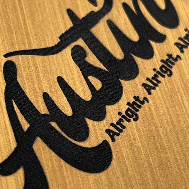 Alright Alright Alright, Austin Texas, 4" x 4" Square Bamboo Leatherette Coaster with Bottle Opener