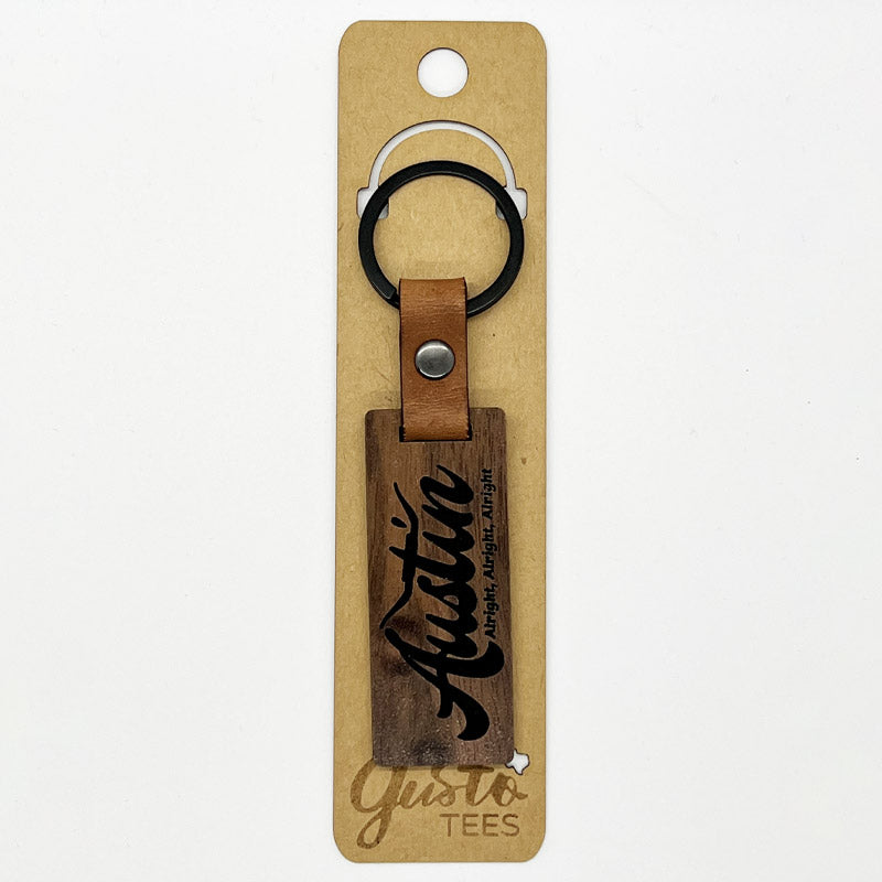 Alright Austin Walnut/Leather keychain