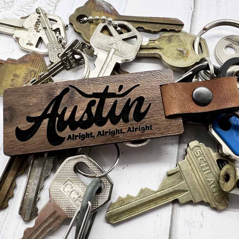 Alright Austin Walnut Keychain