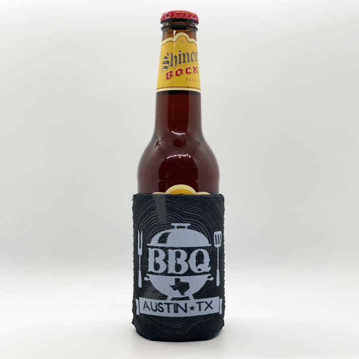Texas BBQ Can Cooler, Texas Barbecue can Cooler, Texas Koozie,  Neoprene Can Cooler, Texas Beer Design designed by Gusto Graphic Tees