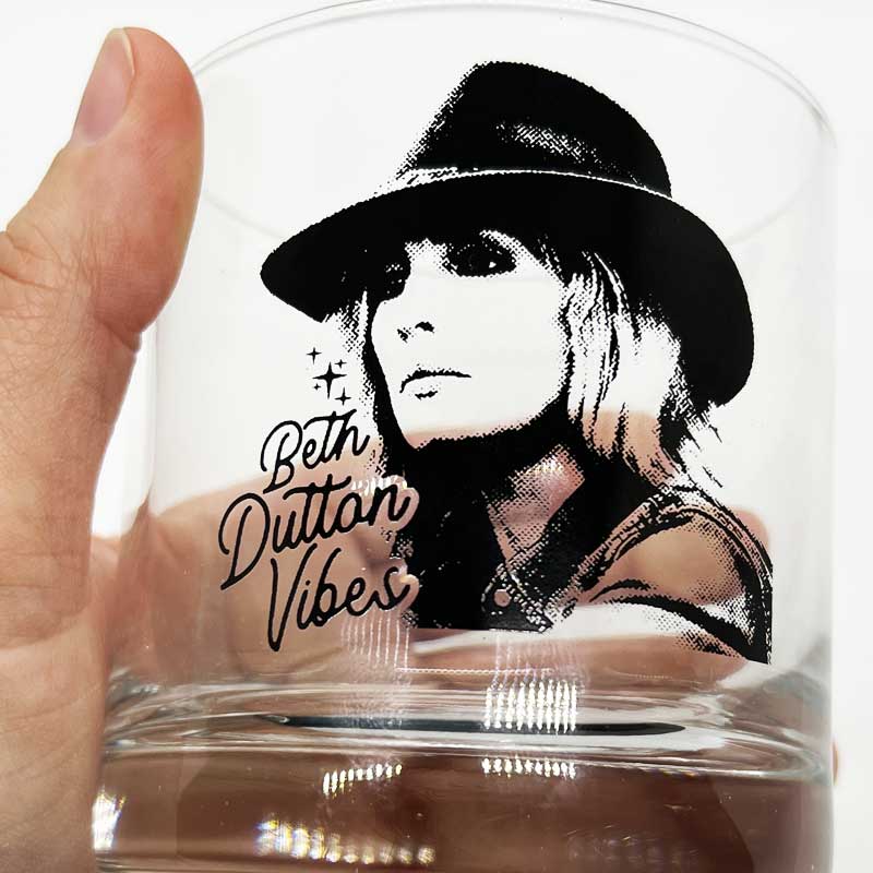 Beth Dutton, Yellowstone TV Dutton Ranch Bozeman Montana - Old Fashioned Crystal Whiskey Glass, Rocks Shot Glass, Bourbon Glass - 11 oz capacity - Made in the USA