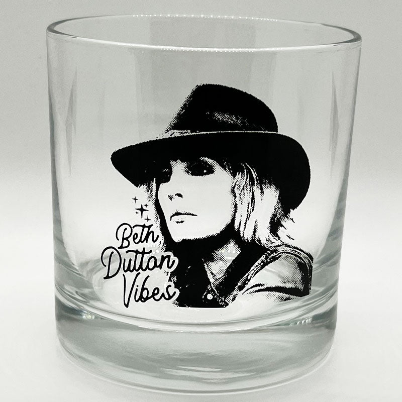 Beth Dutton, Yellowstone TV Dutton Ranch Bozeman Montana - Old Fashioned Crystal Whiskey Glass, Rocks Shot Glass, Bourbon Glass - 11 oz capacity - Made in the USA