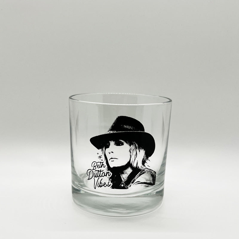 Beth Dutton, Yellowstone TV Dutton Ranch Bozeman Montana - Old Fashioned Crystal Whiskey Glass, Rocks Shot Glass, Bourbon Glass - 11 oz capacity - Made in the USA