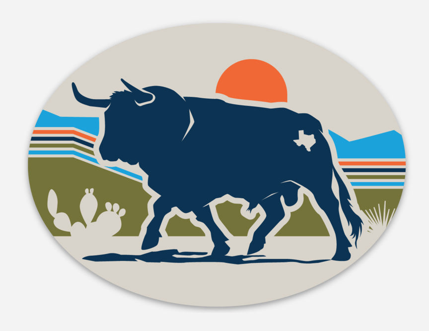 Bull Texas Oval Sticker 